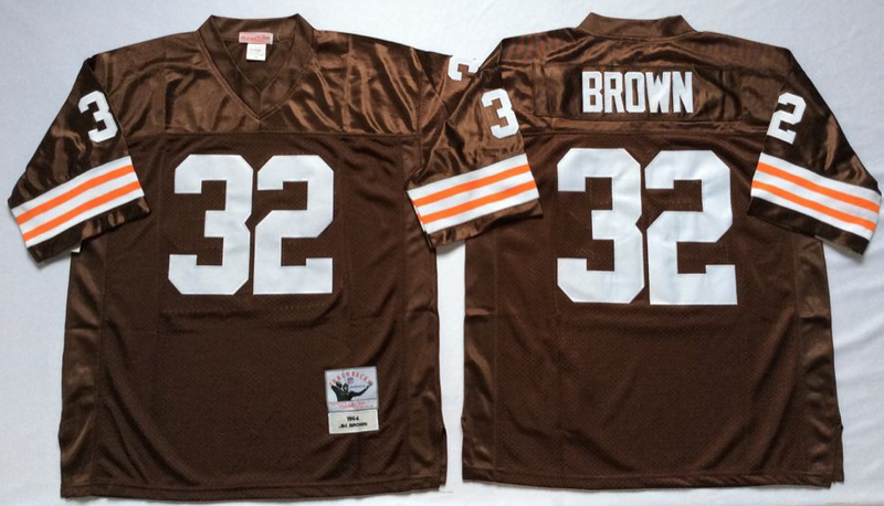 Browns 32 Jim Brown Brown M&N Throwback Jersey