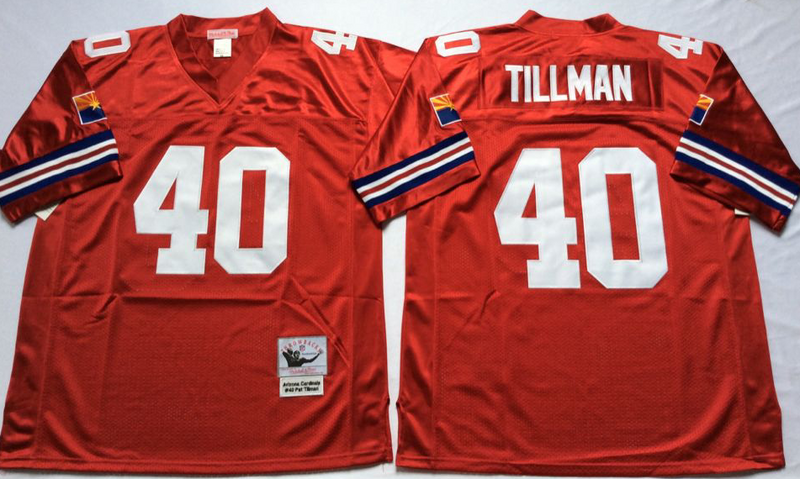 Cardinals 40 Pat Tillman Red M&N Throwback Jersey