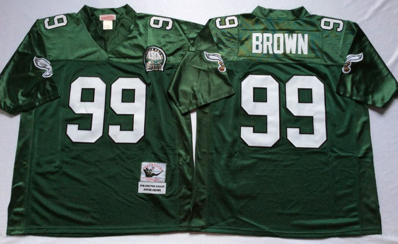 Eagles 99 Jerome Brown Green M&N Throwback Jersey
