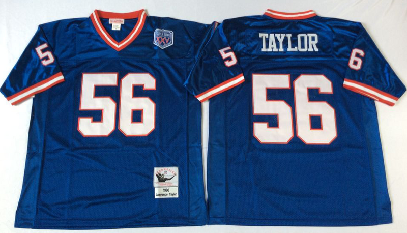 Giants 56 Lawrence Taylor Blue M&N Throwback Jersey