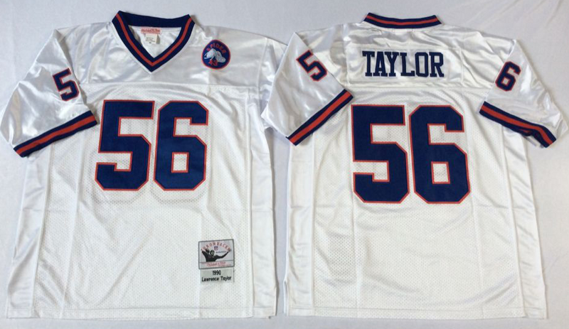 Giants 56 Lawrence Taylor White M&N Throwback Jersey