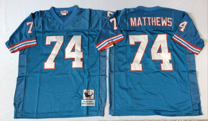 Oilers 74 Bruce Matthews Blue M&N Throwback Jersey