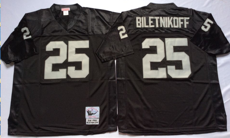 Raiders 25 Fred Biletnikoff Black M&N Throwback Jersey