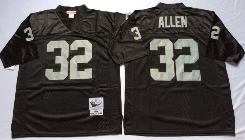 Raiders 32 Marcus Allen Black M&N Throwback Jersey