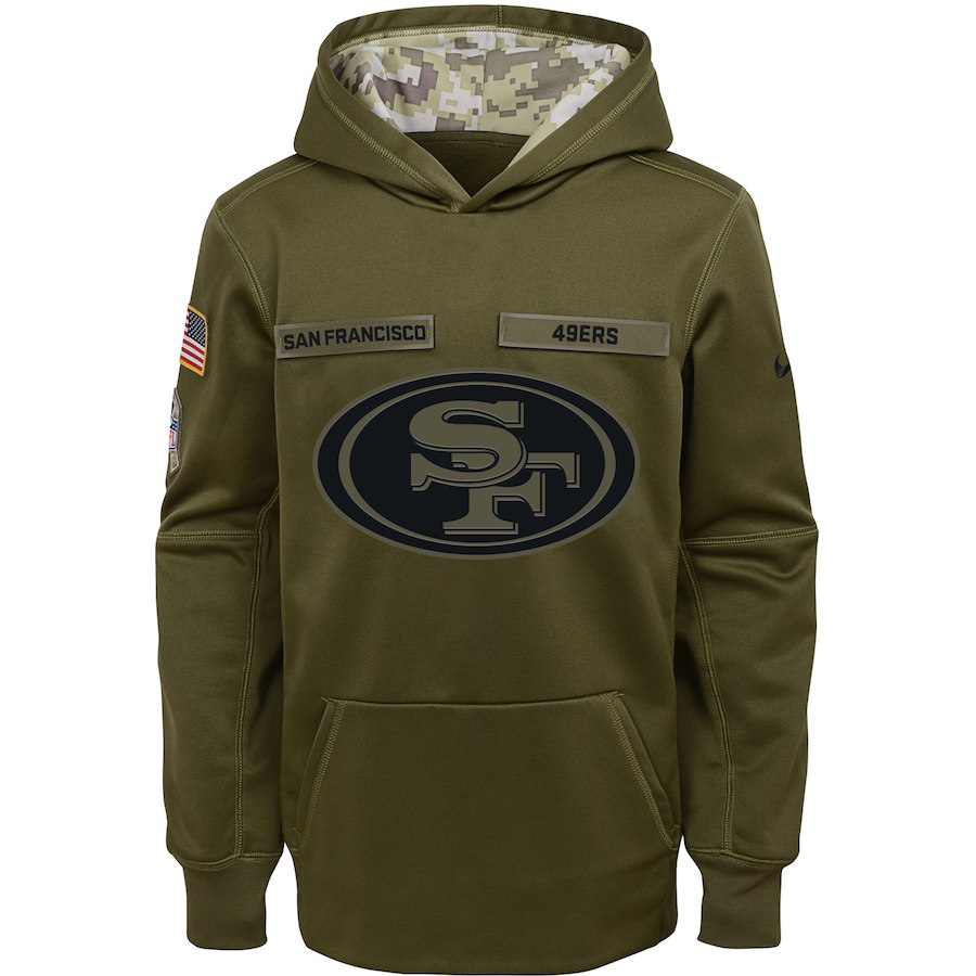 San Francisco 49ers Nike Youth Salute to Service Pullover Performance Hoodie Green