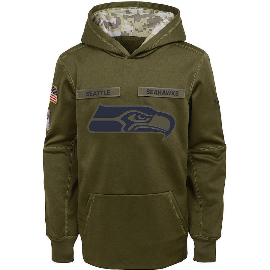 Seattle Seahawks Nike Youth Salute to Service Pullover Performance Hoodie Green