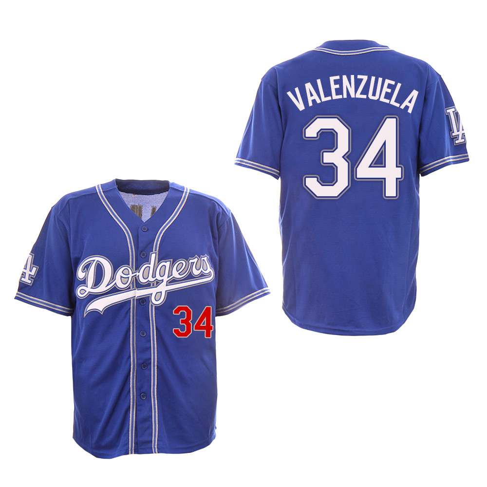 Dodgers 34 Fernando Valenzuela Royal New Design Jersey