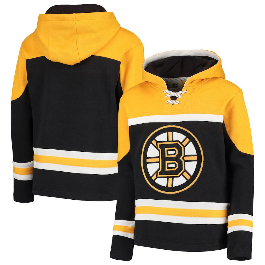Boston Bruins Black Men's Customized All Stitched Hooded Sweatshirt