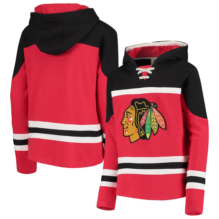 Chicago Blackhawks Red Men's Customized All Stitched Hooded Sweatshirt