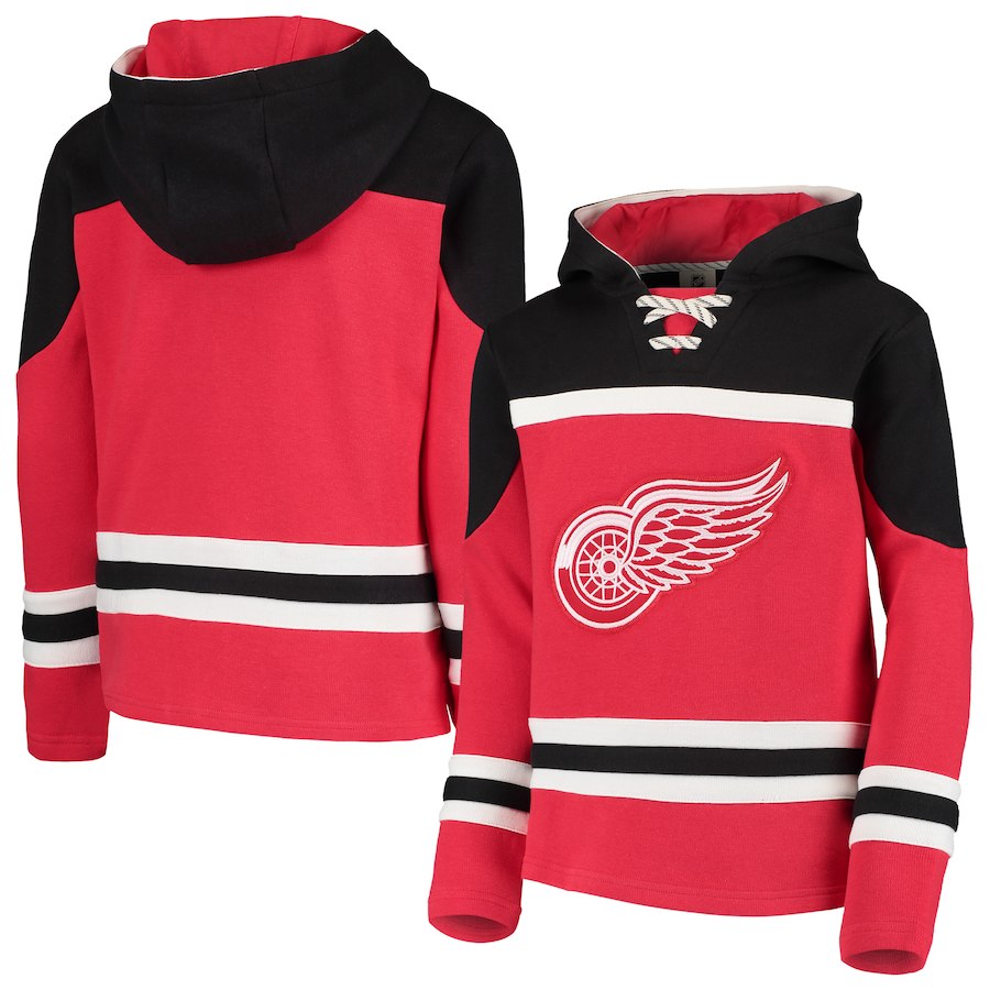 Detroit Red Wings Red Men's Customized All Stitched Hooded Sweatshirt