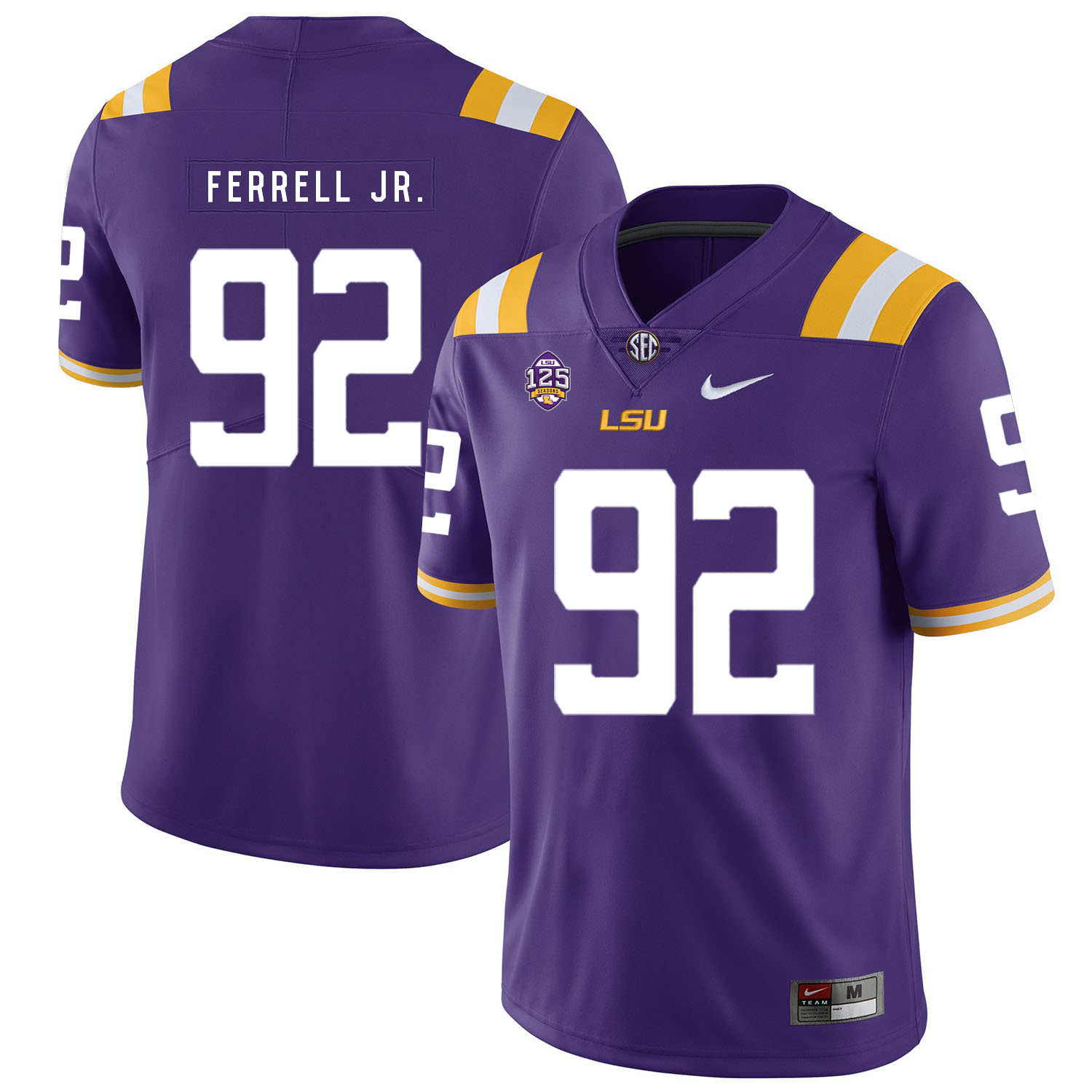 LSU Tigers 92 Neil Ferrell Jr. Purple Nike College Football Jersey
