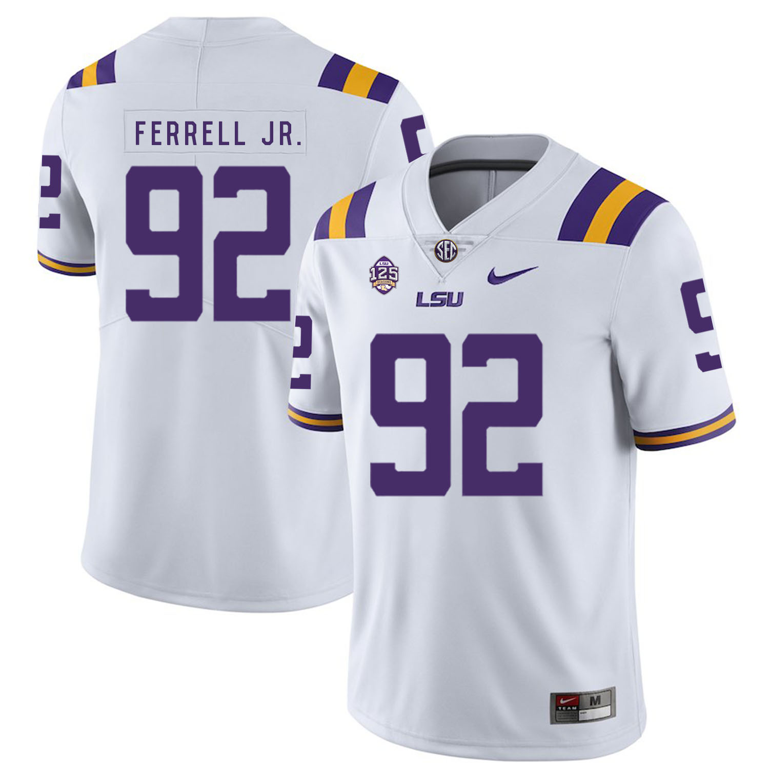 LSU Tigers 92 Neil Ferrell Jr. White Nike College Football Jersey