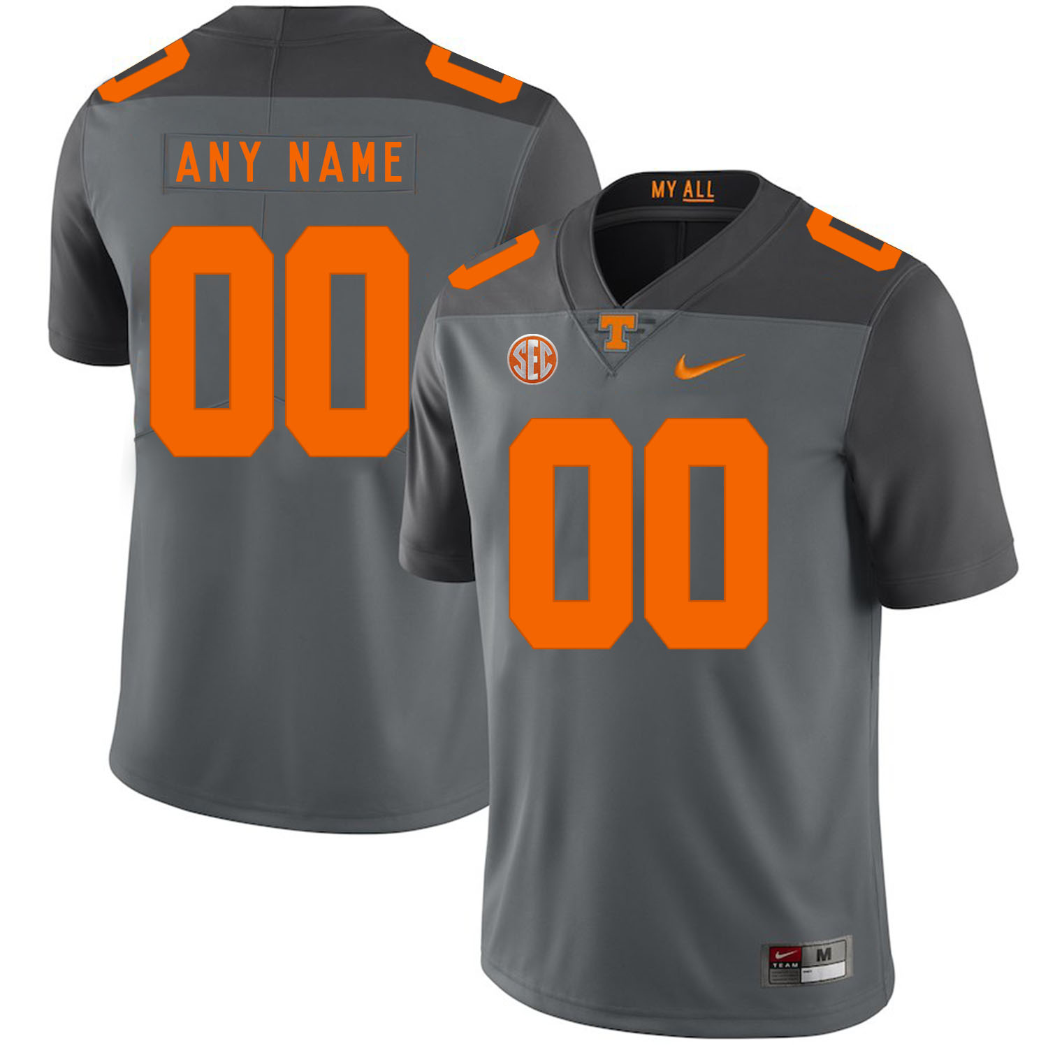 Tennessee Volunteers Gray Men's Customized Nike College Football Jersey