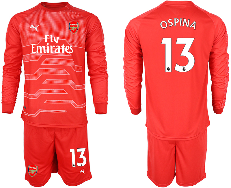 2018-19 Arsenal 13 OSPINA Red Long Sleeve Goalkeeper Soccer Jersey