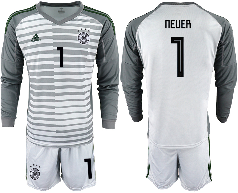 2018-19 Germany 1 NEUER Gray Long Sleeve Goalkeeper Soccer Jersey