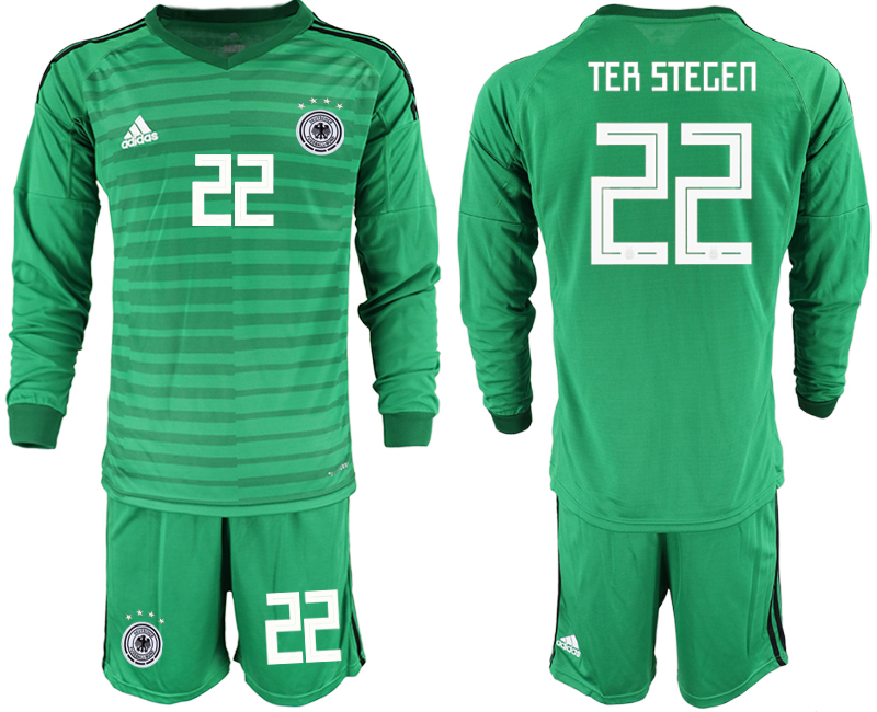 2018-19 Germany 22 TER STEGEN Green Long Sleeve Goalkeeper Soccer Jersey