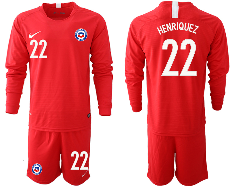 2018-19 Chile 22 HENRIQUEZ Home Long Sleeve Soccer Jersey