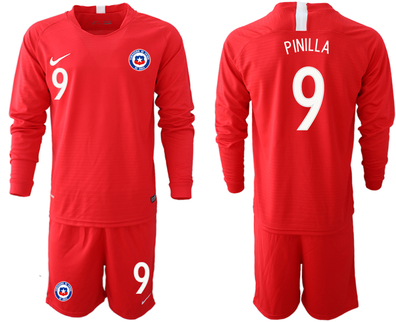 2018-19 Chile 9 PINILLA Home Long Sleeve Soccer Jersey