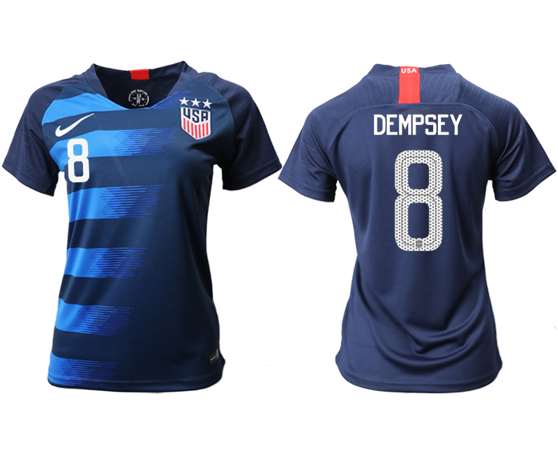 2018-19 USA 8 DEMPSEY Away Women Soccer Jersey