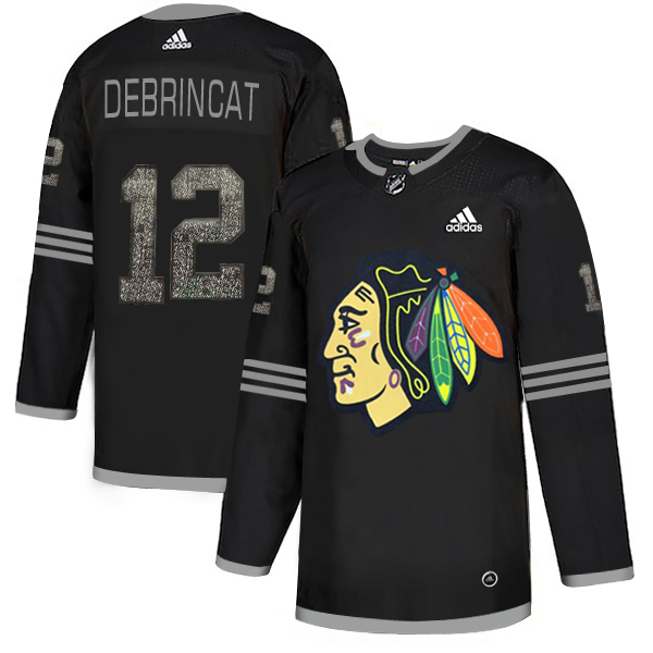 Blackhawks 12 Alex DeBrincat Black Shadow Adidas Jersey