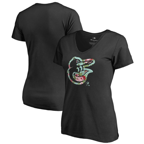 Baltimore Orioles Fanatics Branded Women's Lovely Plus Size V Neck T-Shirt Black