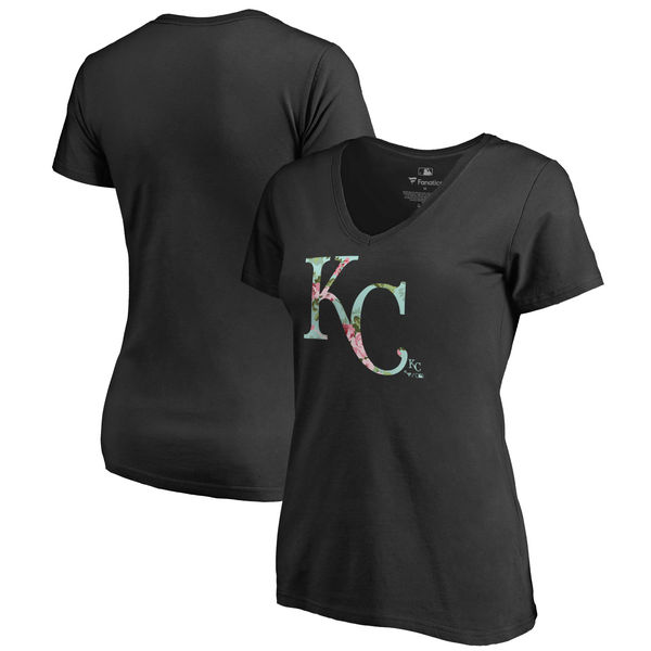 Kansas City Royals Fanatics Branded Women's Lovely V Neck T-Shirt Black
