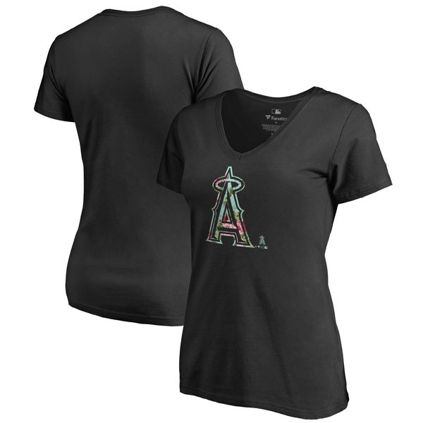 Los Angeles Angels Fanatics Branded Women's Lovely V Neck T-Shirt Black