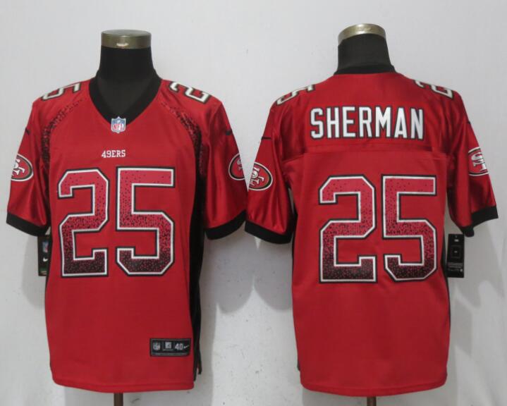 Nike 49ers 25 Richard Sherman Red Drift Fashion Elite Jersey