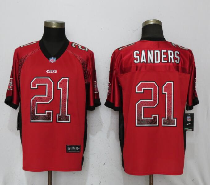 Nike 49ers 21 Deion Sanders Red Drift Fashion Elite Jersey