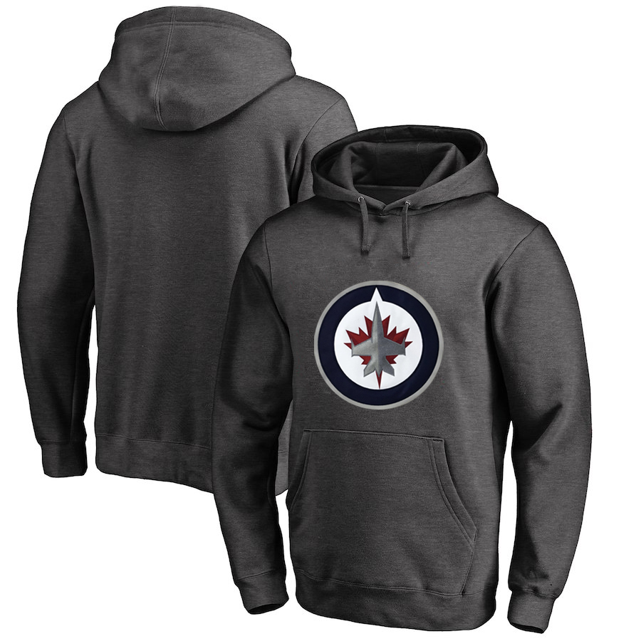 Winnipeg Jets Dark Gray Men's Customized All Stitched Pullover Hoodie