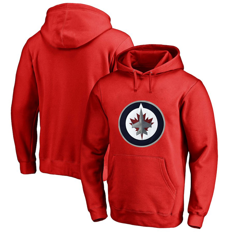 Winnipeg Jets Red Men's Customized All Stitched Pullover Hoodie