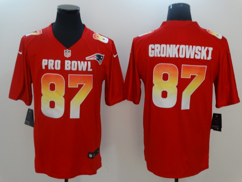 Nike AFC Patriots 87 Rob Gronkowski Red 2019 Pro Bowl Game Jersey