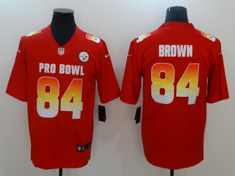 Nike AFC Steelers 84 Antonio Brown Red 2019 Pro Bowl Game Jersey