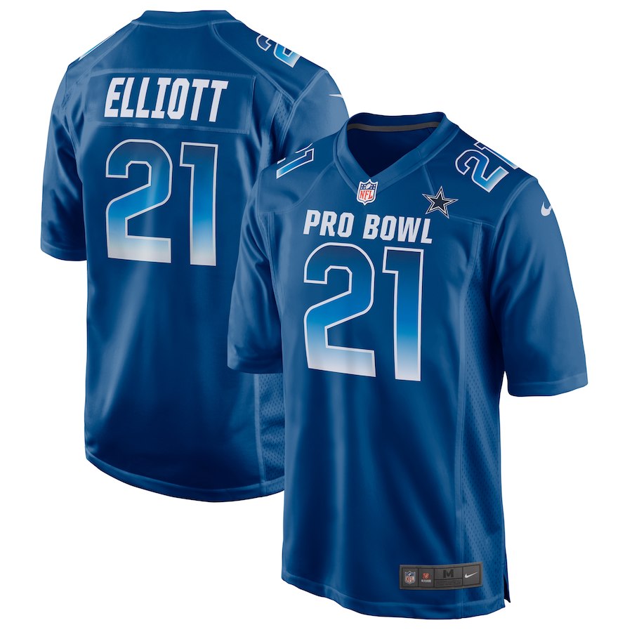Nike NFC Cowboys 21 Ezekiel Elliott Royal 2019 Pro Bowl Game Jersey