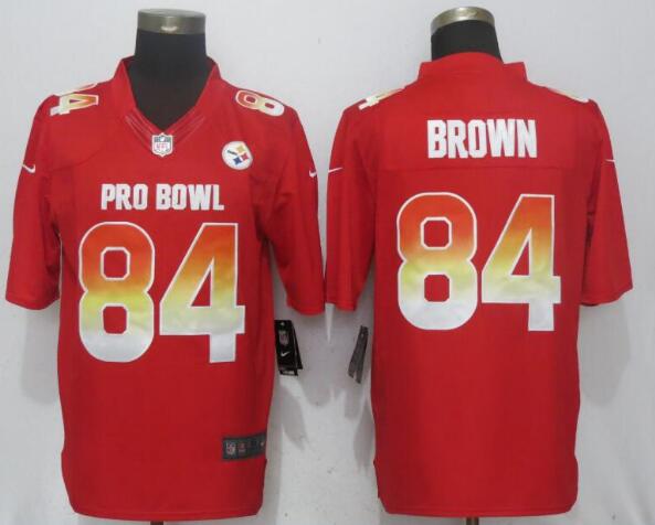 Nike AFC Steelers 84 Antonio Brown Red 2019 Pro Bowl Limited Jersey