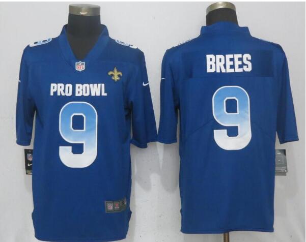 Nike NFC Saints 9 Drew Brees Royal 2019 Pro Bowl Limited Jersey