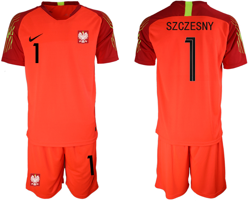 Poland 1 SZCZESNY Red 2018 FIFA World Cup Goalkeeper Soccer Jersey