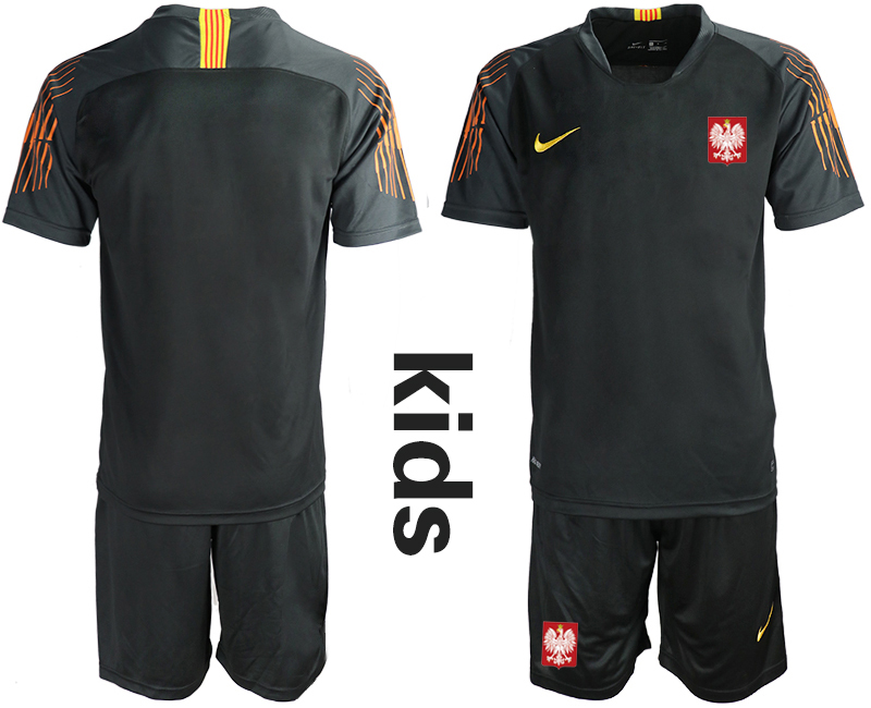Poland Black Youth 2018 FIFA World Cup Goalkeeper Soccer Jersey
