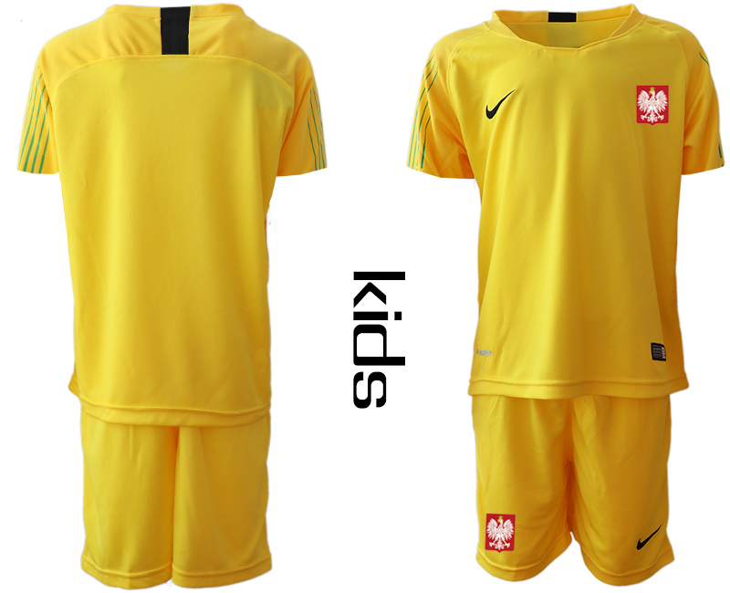 Poland Yellow Youth 2018 FIFA World Cup Goalkeeper Soccer Jersey