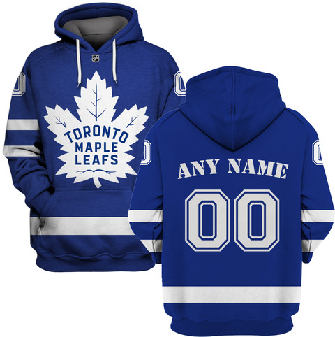 Maple Leafs Blue Men's Customized All Stitched Hooded Sweatshirt