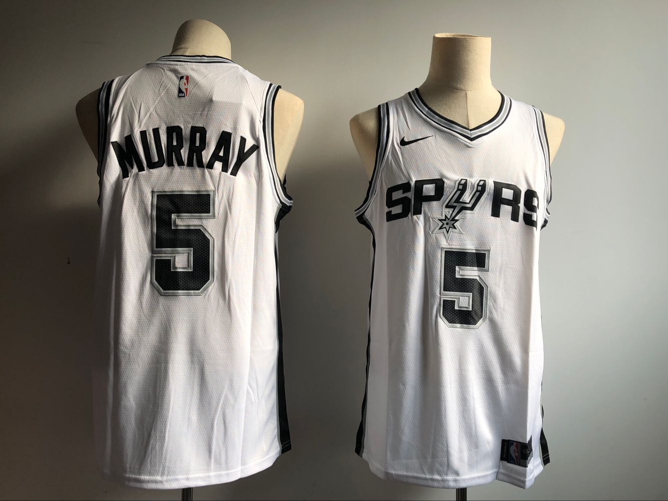 Spurs 5 Dejounte Murray White Nike Swingman Jersey