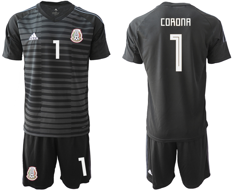 Mexico 1 CORONA Black 2018 FIFA World Cup Goalkeeper Soccer Jersey