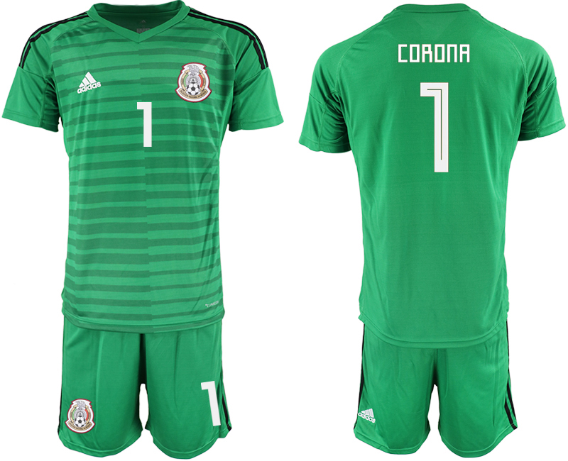 Mexico 1 CORONA Green 2018 FIFA World Cup Goalkeeper Soccer Jersey