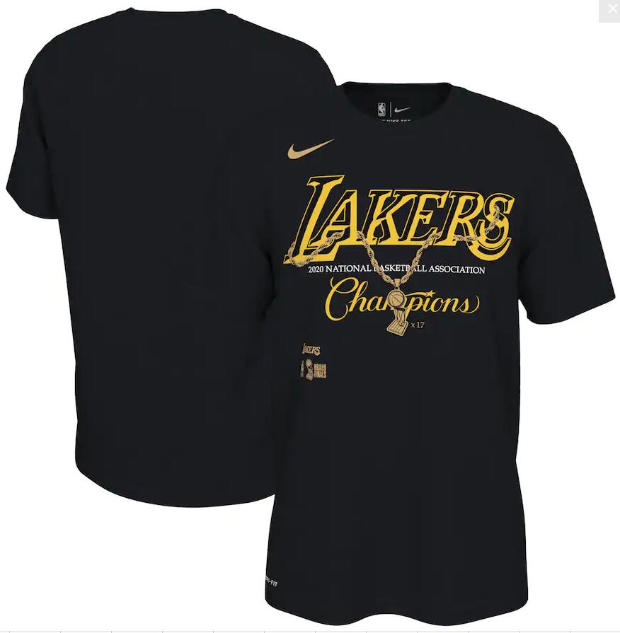 Men's Los Angeles Lakers Nike Black 17 Time NBA Finals Champions Celebration Pendant T-Shirt
