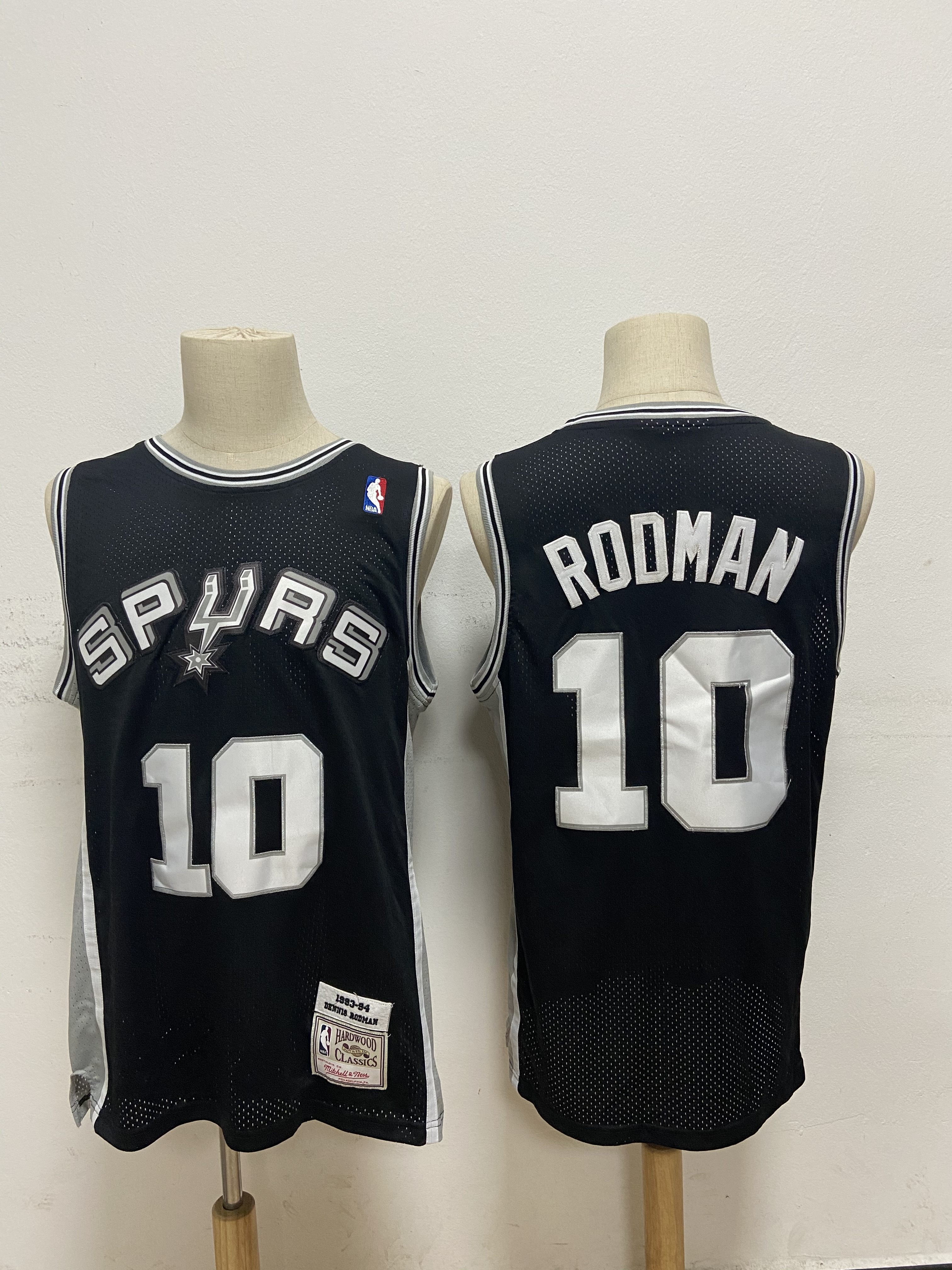 Spurs 10 Dennis Rodman Black 1993-94 Hardwood Classics Jersey