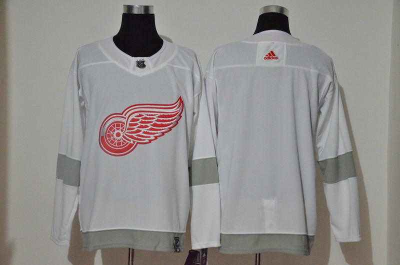 Red Wings Blank White 2020-21 Reverse Retro Adidas Jersey