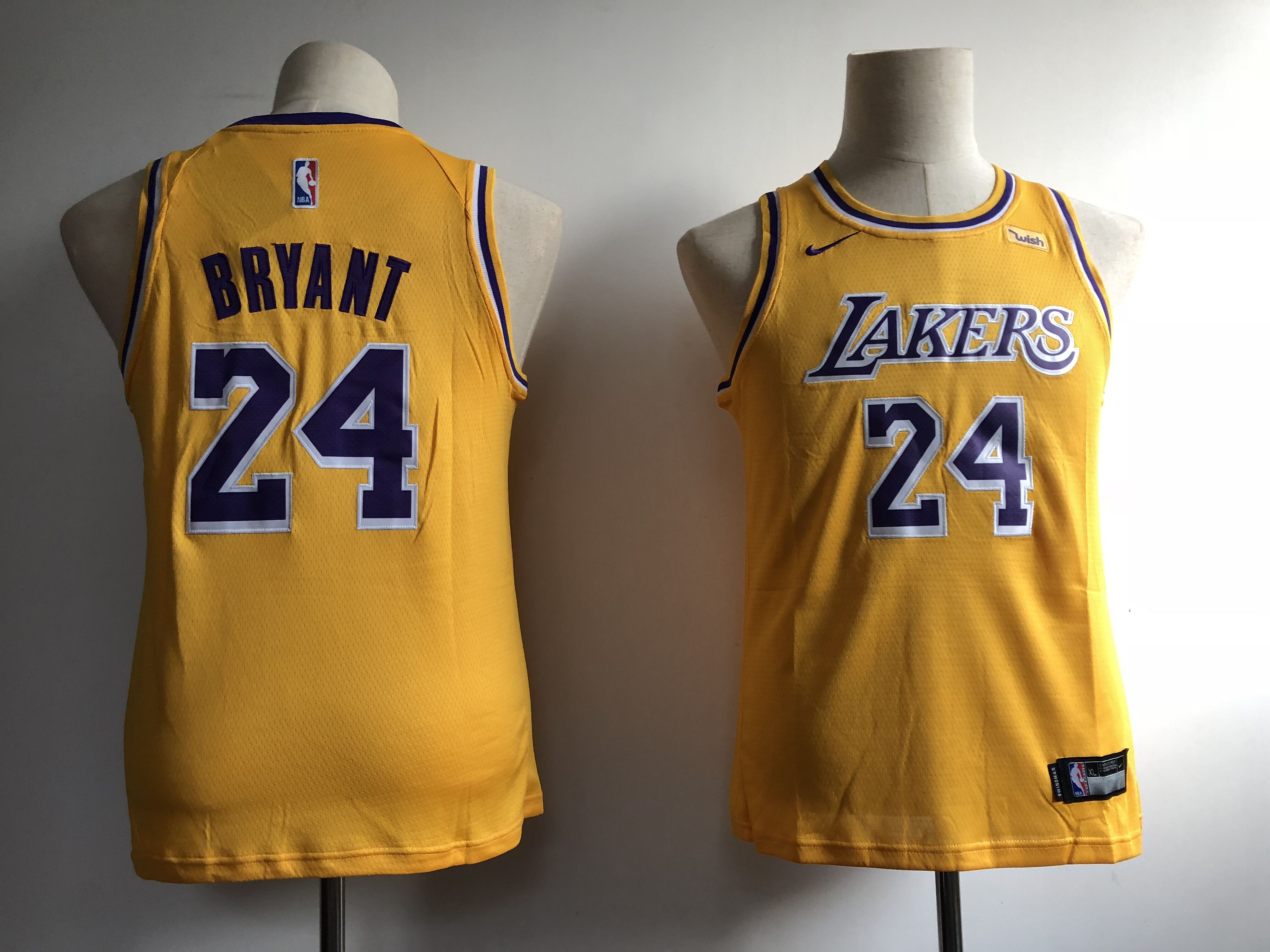 Lakers 24 Kobe Bryant Yellow Youth Nike Swingman Jersey
