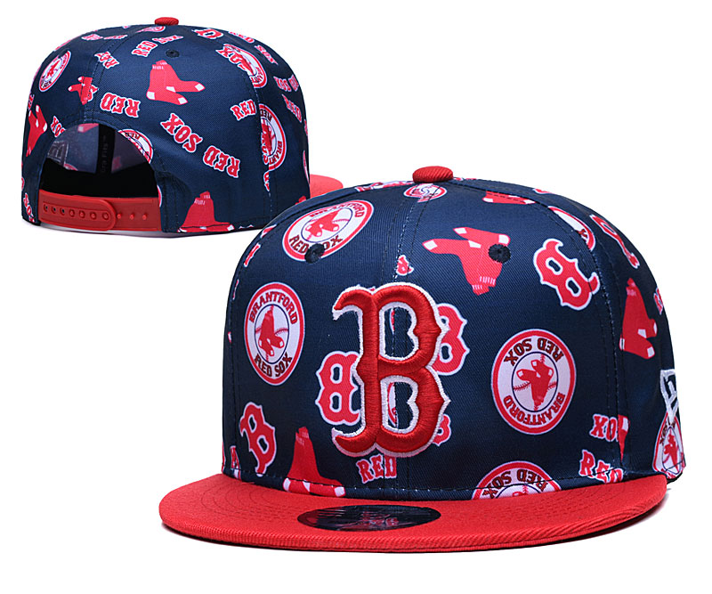 Red Sox Team Logos Navy Red Adjustable Hat TX