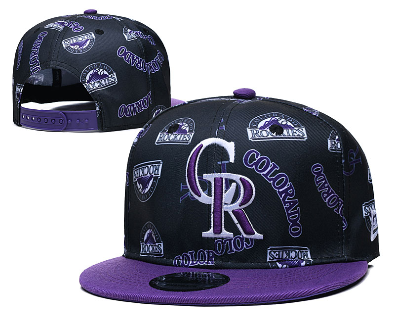 Rockies Team Logos Black Purple Adjustable Hat TX