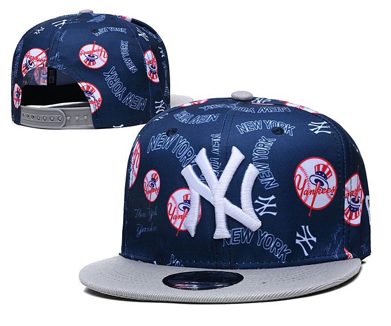 Yankees Team Logos Navy Gray Adjustable Hat TX
